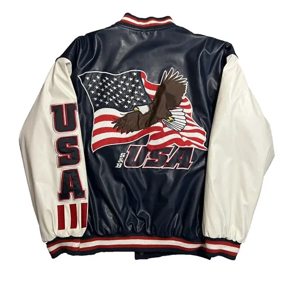 Steve & Barry’s USA Eagle Varsity Jacket Bomber Wool Leather Mens XL Y2K Vintage - Picture 10 of 13